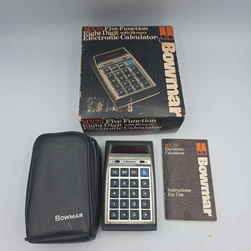 Vintage Bowmar MX75 Personal Electronic Calculator Manual Box Untested Read Desc